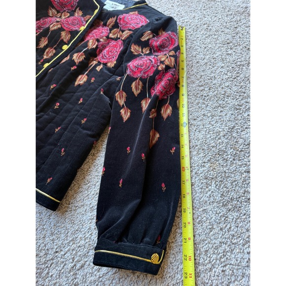 VTG 80s Saxton Hall Velvet Jacket blazer rose Bohemian made in Japan sz M - Picture 11 of 12